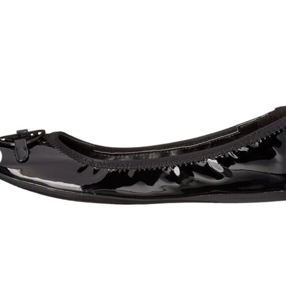 Brand New Women's Tommy Hilfiger Carmon Black Patent Leather Logo Ballet Flats - Picture 4 of 11